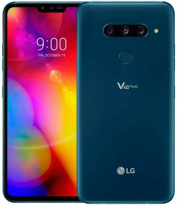 LG V40 ThinQ LM-V405 Verizon Unlocked 64GB Moroccan Blue B Light Burn